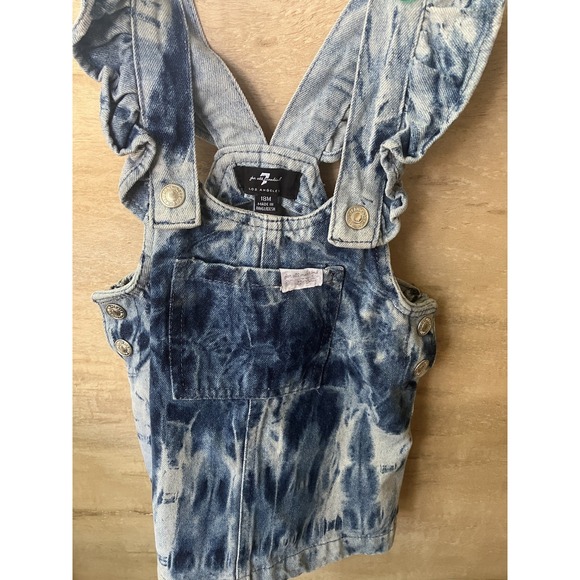 VTG Seven For All Mankind Tie-Dye Jean Infant Girls 18 Mos Ruffle Strap Top - Picture 1 of 7